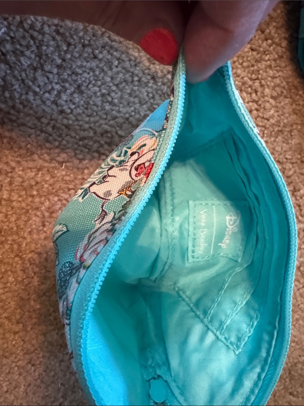 Vera Bradley Teal Floral Moana Pua & Hei Hei keychain pouch - Picture 3 of 3